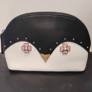 Kate Spade Frosty Penguin Leather Dome Make-up Bag- New!